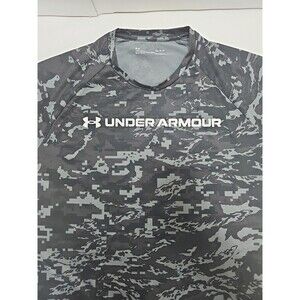 Under Armour HEATGEAR Athletic Mens Loose Fit Gray Black Camo Size Large